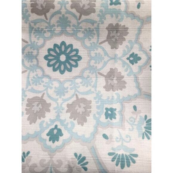 Morrocan Style Floral Pattern Polyester Fabric Shower Curtain, 72x72, Blue/White - Picture 9 of 12